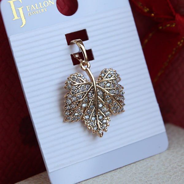 Кулон Fallon Jewelry Листик с россыпью кристаллов